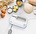 Vremi 3-Speed Compact Hand Mixer with Clever Built-In Beater Storage - Handheld Egg Beater with Stainless Steel Blades - Heavy Duty Mini Small Kitchen Mixing Machine - Blue and White