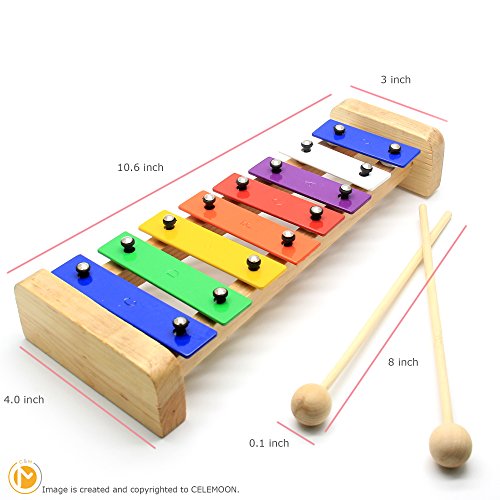 4 CELEMOON+Xylophone+Glockenspiel+Multi+Colored+Child+Safe