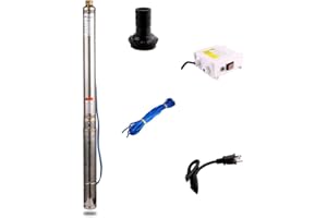SHYLIYU Submersible Pumps 3" OD Pipe 110V/60Hz 0.75KW 1HP Stainless Steel Deep Well Pump 1" Outlet for Industrial and Home Use