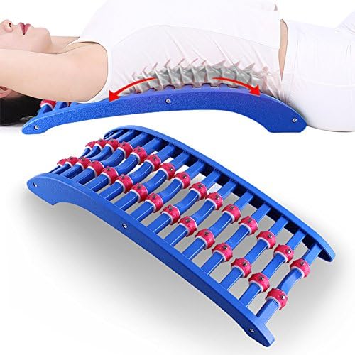 TSAR003 Lumbar Support Traction Massage Device, Posture Corrector, Rotatable Magnetic Beads For Back Pain, Lumbar Disc Herniation, Sciatica,Red