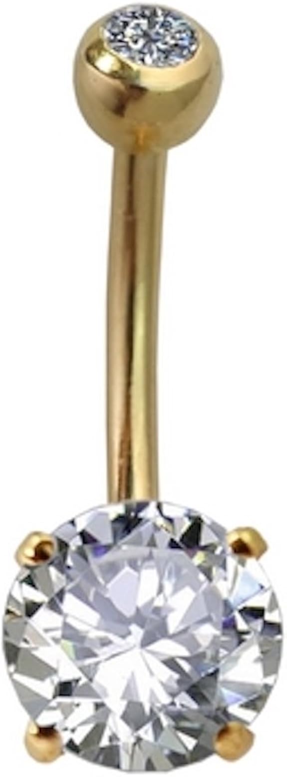 Solid 18ct Yellow Gold 10mm Round Belly Bar Amazon.co.uk Jewellery