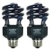 Sunlite SL20/BLB 20 Watt Spiral Energy Saving CFL Light Bulb Medium Base Blacklight Blue - 2 Pack