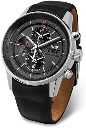 Vostok Europe Gaz YM26 565A291 worldtime alarm dual time GMT 12 24 watch Gray date Chronograph