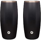 SNOWFOX Premium Vacuum Insulated Stainless Steel Beer Glass, Home Bar Accessories, Elegant Bartending, Lightweight Pint Glasses, Sleek Drinkware, Frosty Beverages Stay Cold, 18oz, Set of 2,Black/Gold