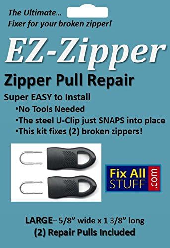 EZ-Zipper Zipper Repair Pull, (2) Large Easiest Fixer for Your Broken Zipper!