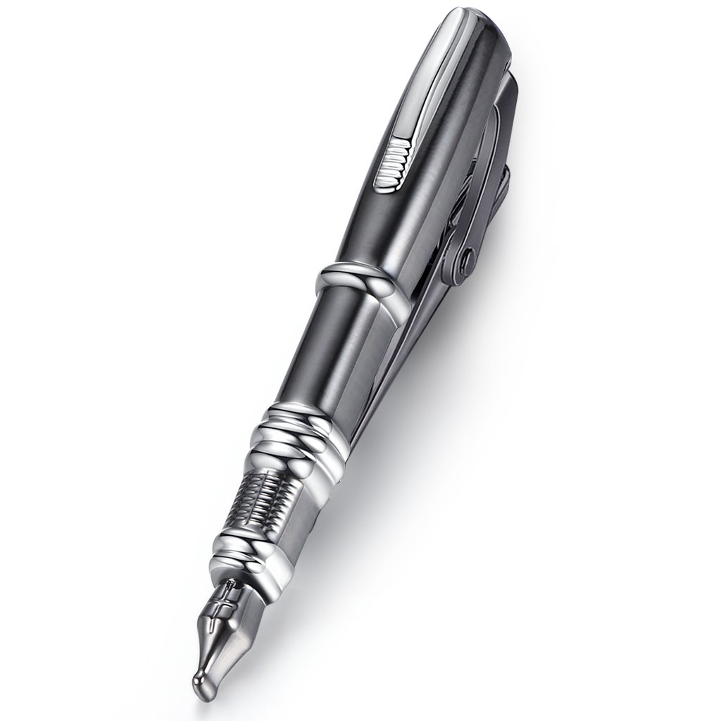 Honey Bear Men's Tie Clips - Pen - Normal Size Stainless Steel, 4.8 cm, Black, 4.8 cm, 4.8 cm, Stainless Steel, Without Stone, 4.9cm, 4.8 cm, stainless steel, without stone