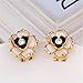 Scheppend 18k White Gold Plated Flower Shaped with Black or yellow Color Earring Stud