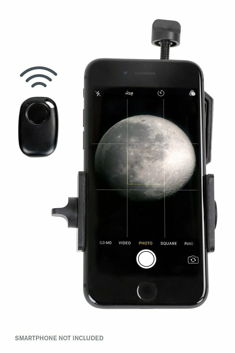 Celestron – Smartphone Adapter and Bluetooth Remote for Telescope, Binoculars & Spotting Scopes – Capture Images & Video Through Your Optics – Simple, Durable, Metal Body - Compact and Travel-friendly