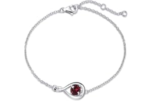 FANCIME Love Bracelet 925 Sterling Silver Infinity Birthstone Bracelets for Women Fine Jewelry Birthday Christmas Gifts for Her Mom Wife, Chain Length 6.7"+1.2" Extend