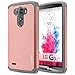 LG G3 Case, RANZ Grey with Rose Gold Hard Impact Dual Layer Shockproof Bumper Case For LG G3 VS985 D850 D830 D851