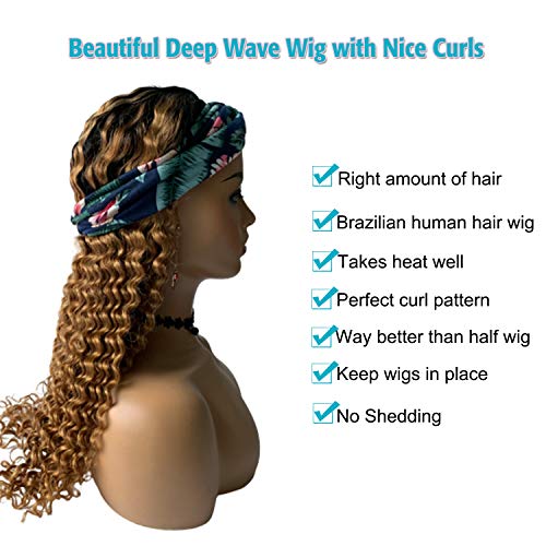 Licoville-1B27-Curly-Headband-Wig-Human-Hair-None-Lace-Front-Honey-Blonde-Loose-Deep-Wave-Human-Hair-Wigs-12-150-Density-Machine-Made-Blonde-Wig-with-Hair-Bands