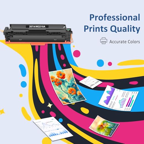 207A 207X avec Puce Compatible pour HP 207A 207X Toner pour LaserJet Pro MFP M283FDW M283FDN M282NW M255DW M255NW W2210A W2211A W2212A W2213A(Noir Jaune Cyan Magenta, Pack de 4)