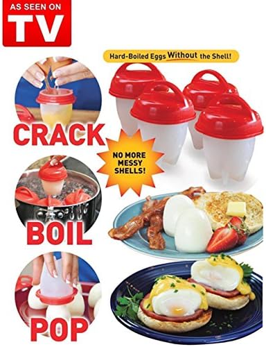 Egglettes - Egg Cooker Hard & Soft Maker, No Shell, Non Stick Silicone, Poacher, Boiled, Steamer, Eggies AS SEEN ON TV,6 Pcs - Park