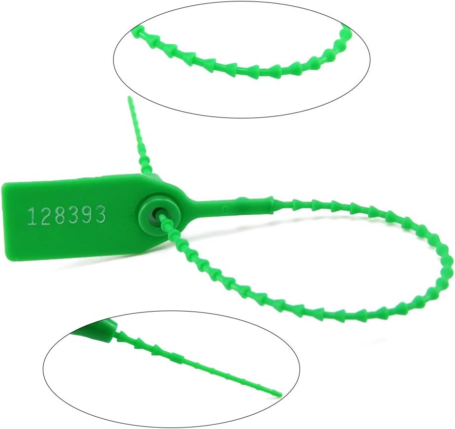 Light Blue 100 Numbered Plastic Tamper Seals Self Locking Security Tags