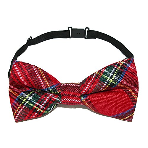 CTM Men's Plaid Print Bow Tie with Solid Suspender Set, Plaid Holiday Set
