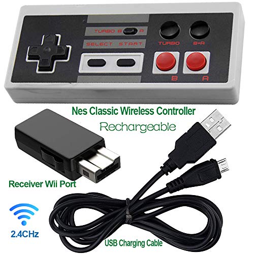 Rechargeable NES Classic Mini Wireless Controller -TURBO EDITION-Rapid Buttons Wii Edition for Nes Wii Gaming System with 2.4G Wireless Receiver - Thumbnail 7