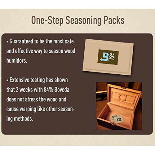 Boveda 84% RH 60 Gram, patented 2-Way Humidity Control, (1) 4-Pack, Unwrapped Boveda, Resealable Bag; Up to 25 cigars; properly and precisely seasons a wood humidor in one easy step over 14 days