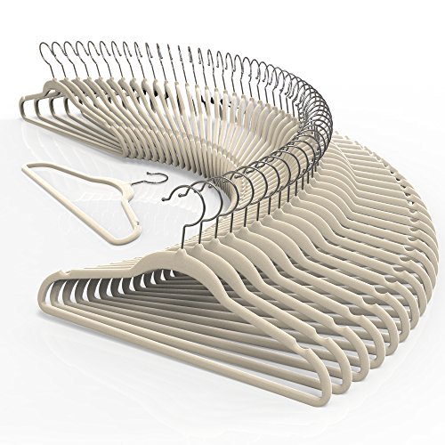 TECHZOO 50 Pack New Premium Quality Velvet Hangers Ultra Thin Non Slip