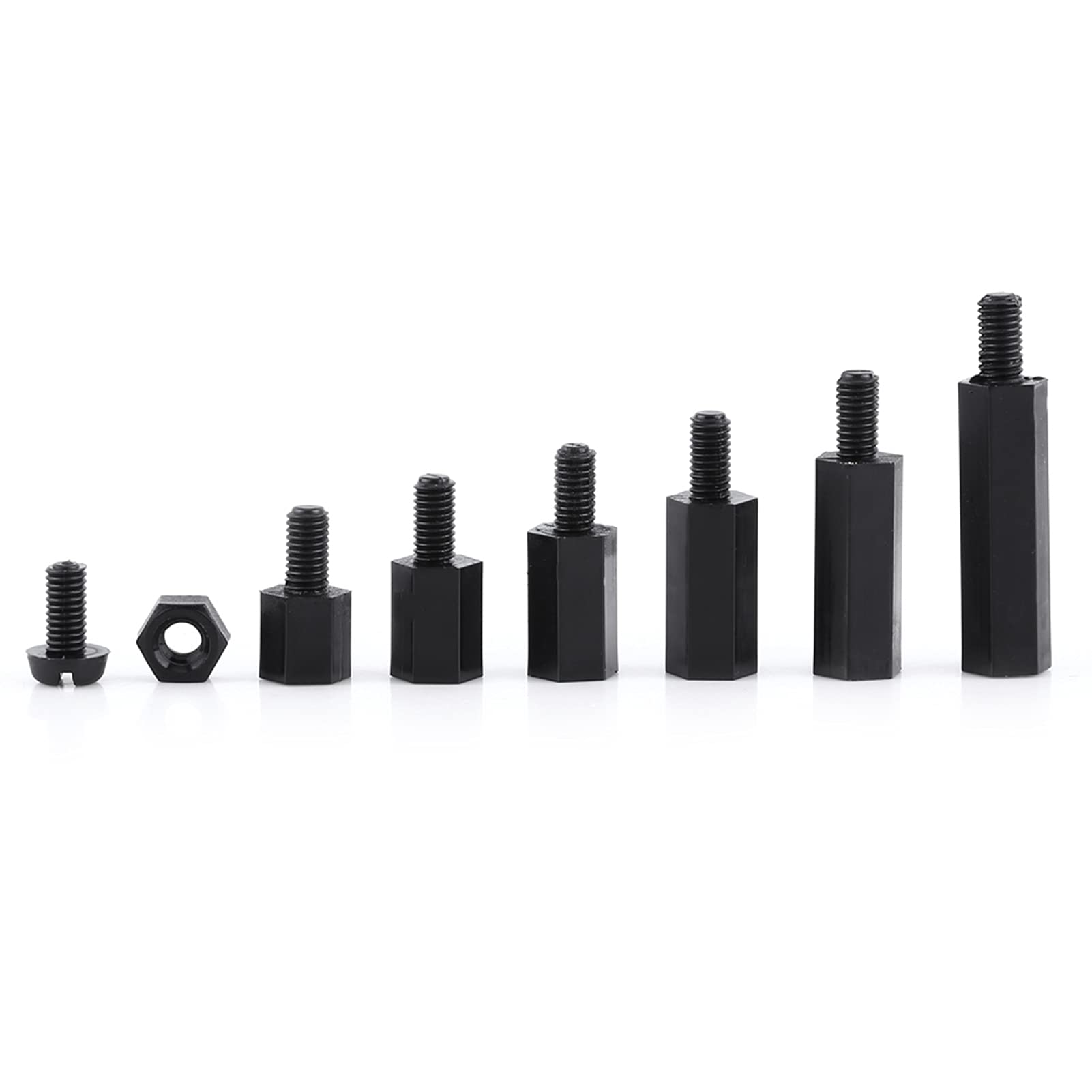 250Pcs M2 Hex Column Nylon Standoff Spacer Pillars Screws Nuts Assortment Kit with Storage Box (M2 Male to Female)