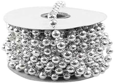 Firefly Imports Homeford MOT Pearls Plastic Beads Garland Ribbon, Silver, 8mm by 8-Yard