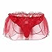 Crossdress Panties Feeshow Men's Jockstrap Lace Briefs Sissy Pouch Underwear Ruffle Skirted Red Medium