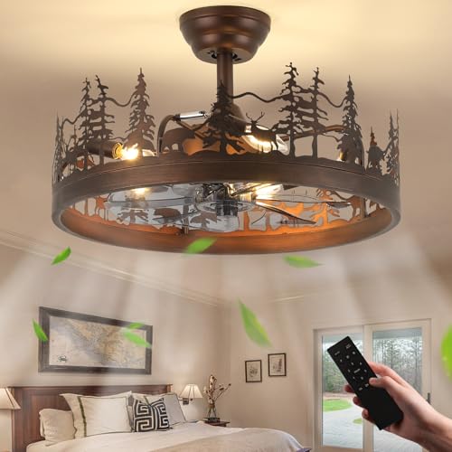 Farmhouse Rustic Ceiling Fan with Light, 21