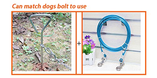 Beirui Premium Blue 16' Dog Tie-Out Cable - Heavy Duty Dogs Chain Leashes - Perfect Pets Lead for Small & Medium Size