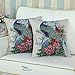 CaliTime Canvas Throw Pillow Cover Shell for Couch Sofa Home Decoration Couple Peacocks with Floral Bamboo Painting Print 18 X 18 Inches