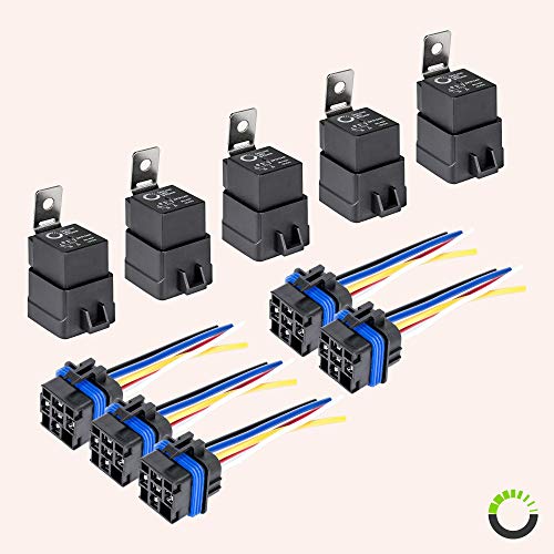 5 Pack 5Pin 12V Bosch Style Waterproof Relay Kit [Harness Socket] [12