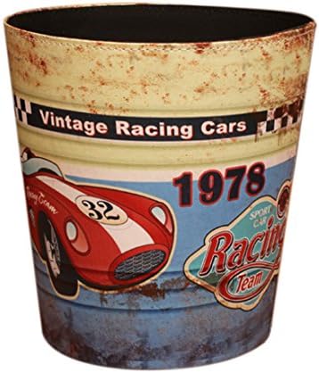 Wastebasket, GTKRTU European Style Retro PU Leather Paper Basket Trash Can Dustbin Garbage Bin - Racing Car 1978