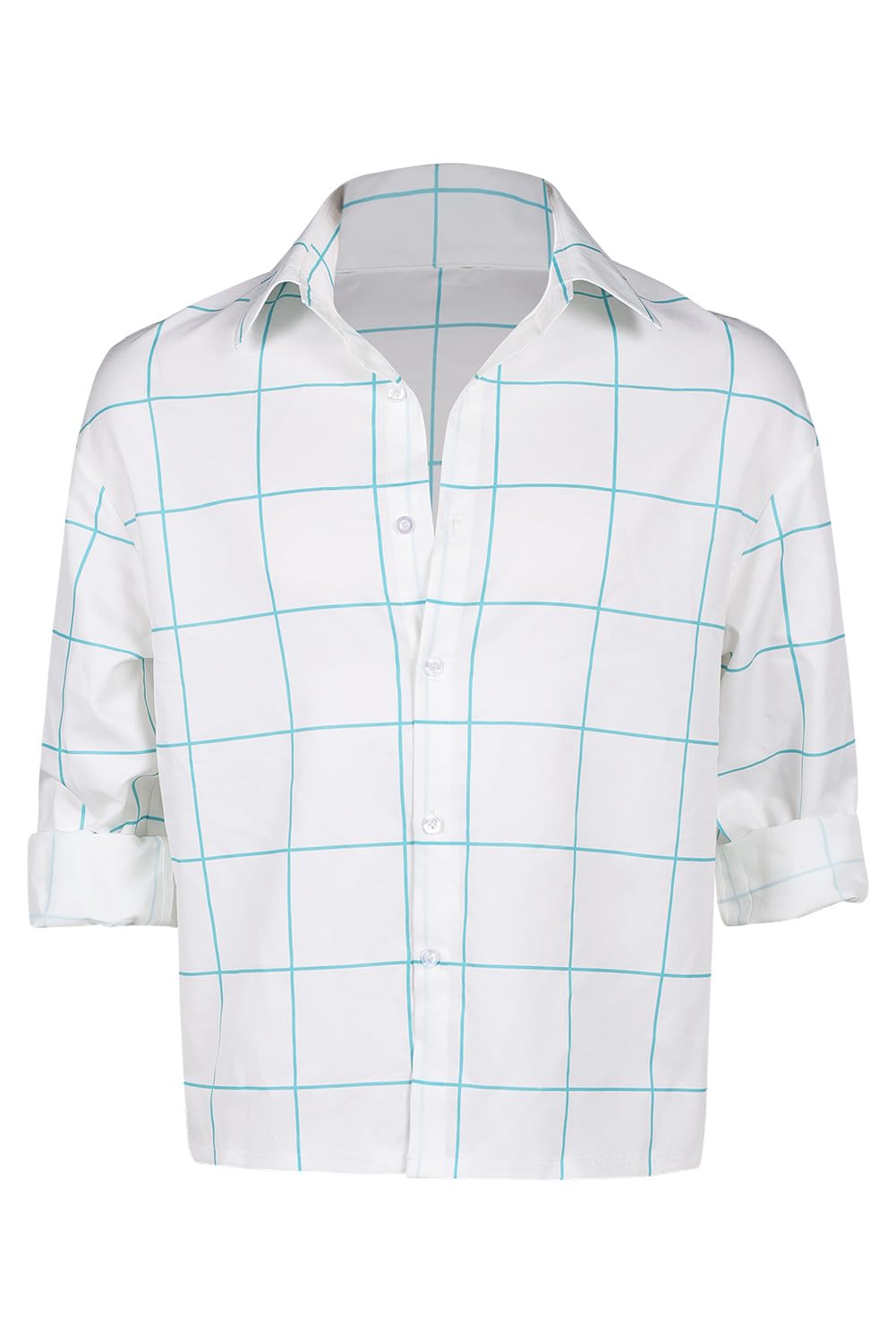 Photo 1 of BAEHEU Adult Cosplay White Shirt Halloween Costume Blue Plaid Short Sleeve Shirt Outfit for Men (White, X-Large)