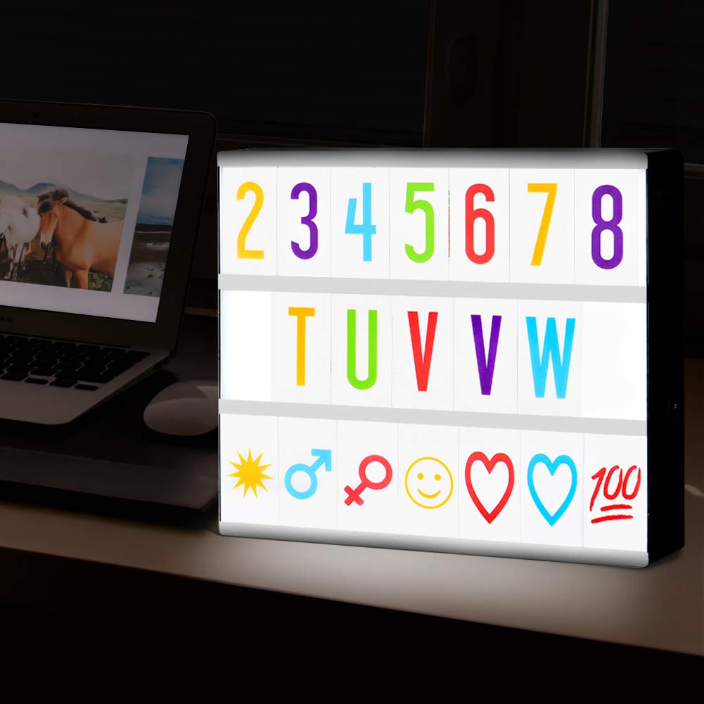 Wuddi Removable Colorful Cute Light Box Cards 98 Numbers, Symbols, Punctuation Tiles with 2 Blank Tiles for A4 Size LED Marquee Cinema Letter Sign Alphabet Box