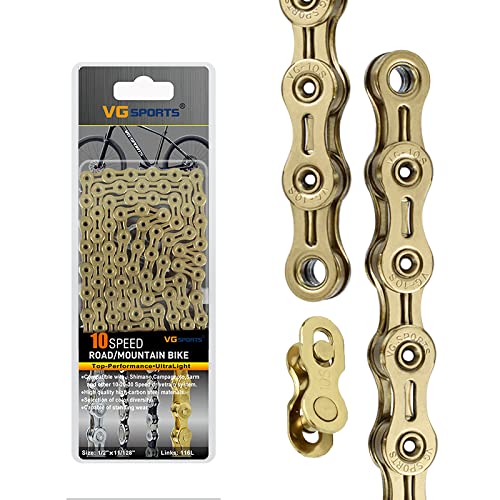 Photo 1 of VG SPORTS 6/7/8/9/10/11 Speed Bike Chains,Half Hollow/Full Hollow Lightweight Bicycle Chains for Road Bike/MTB/BMX, Titanium, 116 Links with Missing Link