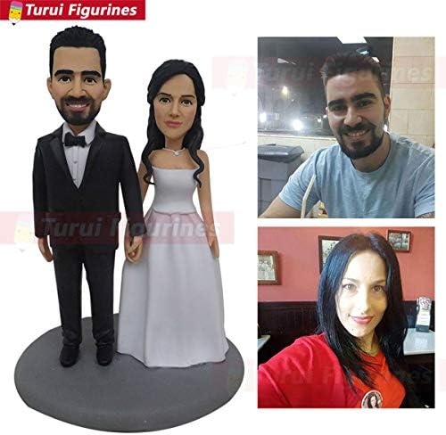 Custom Sculpture Human face Handmade Polymer Clay Doll Cartoon Animal Figure Dolls Bride Groom Wedding Gift Engraved Name Custom