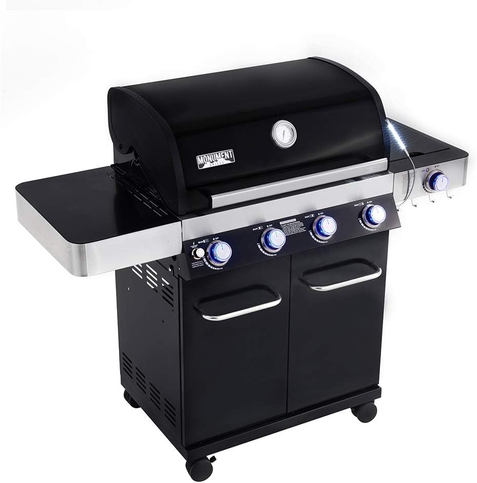 Review Monument Grills 4 Burner Propane Gas Grill, Black,LED Controls