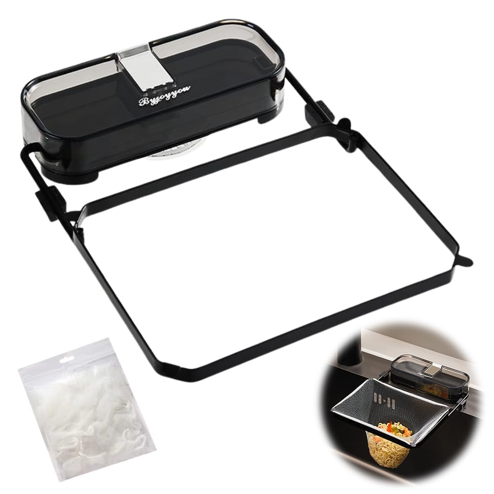 Fouvin Sink Drain Strainer, Kitchen Sink with 100 Filter Meshes, Black Silicone and Stainless Steel Combination, DRAIN_STRAINER