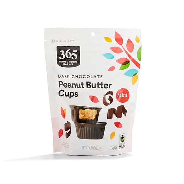 365 BY WHOLE FOODS MARKET, MINI DARK CHOCOLATE PEANUT BUTTER CUPS, 4.7 OUNCE
