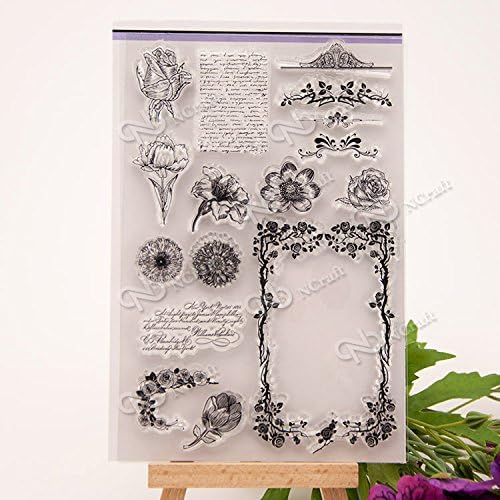 DadaCrafts(TM) 4 by 6-Inch Flower Frame DIY Clear Stamps For Journal Card Making Scrapbooking and 2 Sheets Stickers