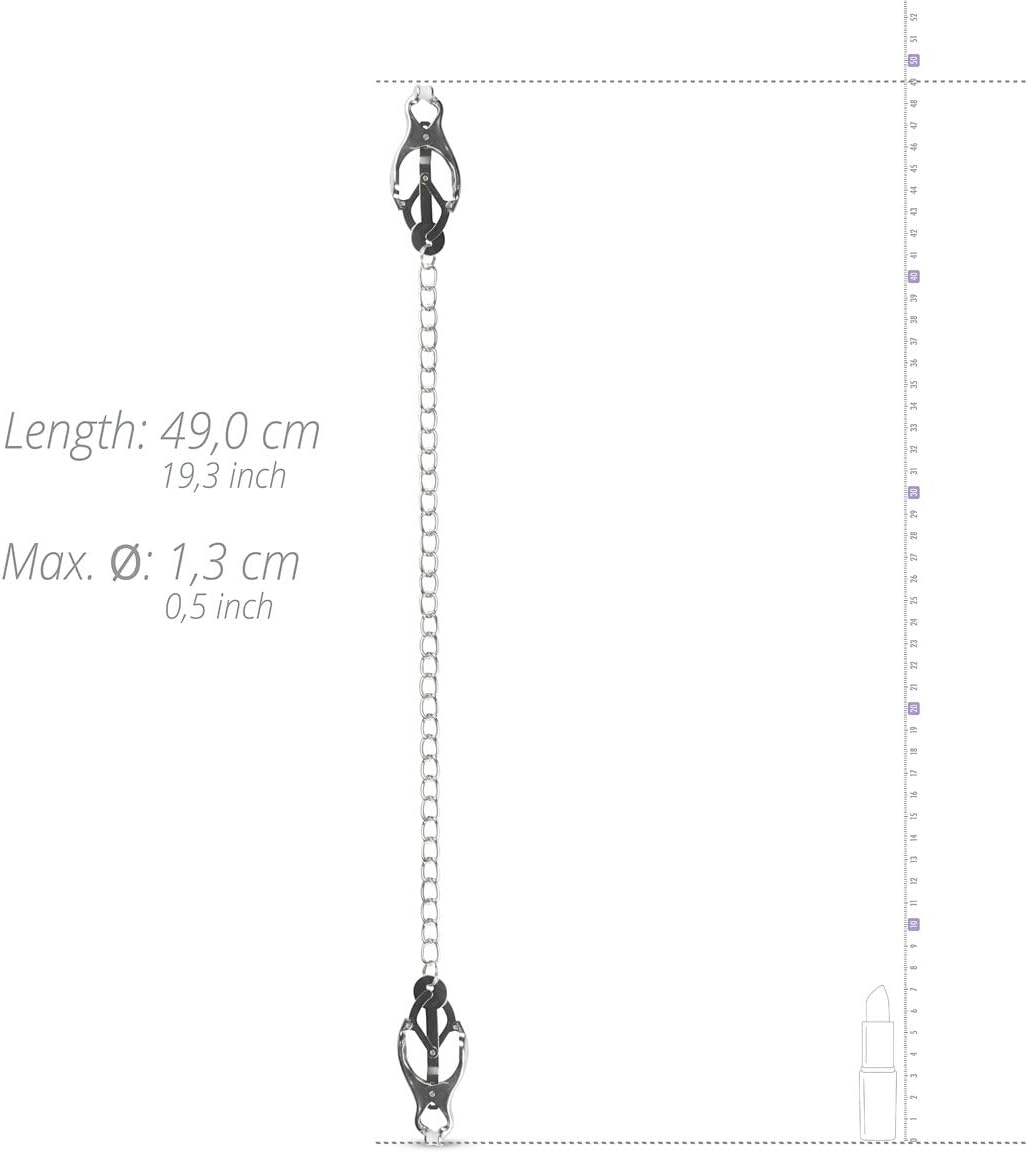 EasyToys Fetish Collection Japanese Clover Clamps with Chain, Silver - Image 5