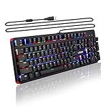LESHP RGB Mechanical Game Keyboard, RGB Keyboard, Aluminum Frame Mechanical Keyboard, Blue Switches Anti-ghosting 104 Keys Layout Backlit
