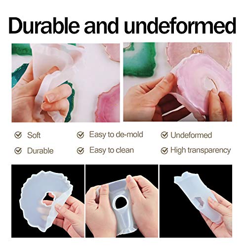 TEQIFU Wine Rack Coaster Resin Mold,Silicone Wine Butler Casting Molds,Druzy Geode Agate Resin Coaster Molds,1Pcs Wine Glass Holder Resin Molds, 6Pcs Coaster Molds,Wine Butler, Wine Caddy,Cups Mats