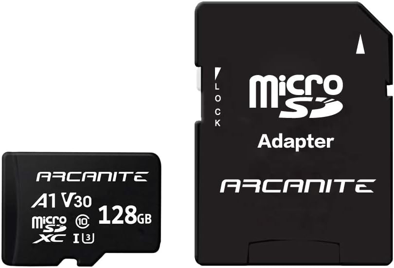 ARCANITE 128GB microSDXC Memory Card with SD Adapter UHS I A1 V30 4K