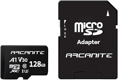 ARCANITE 128GB microSDXC Memory Card with SD Adapter UHS I A1 V30 4K