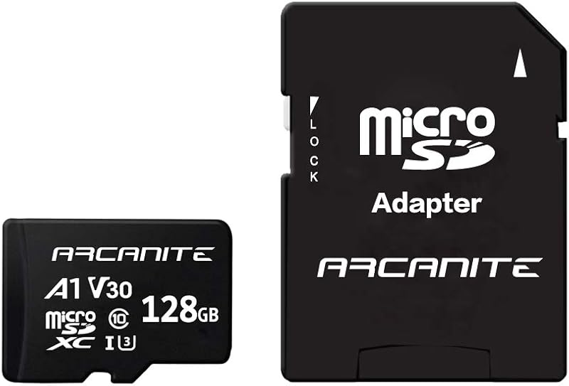 ARCANITE 128GB microSDXC Memory Card with SD Adapter UHS I A1 V30 4K