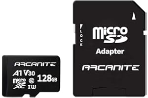 ARCANITE 128GB Micro SDXC Memory Card with Adapter - UHS-I U3, A1, V30, 4K, C10, Micro SD - AKV30A1128