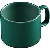VOBAGA Coffee Mug 11 oz Tea Cup with Flat-Bottom Warming Coffee Milk for Office and Home (Green)