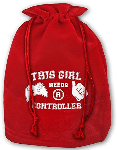HERSON This-girl-needs-a-controller Drawstring Gift Pouch Christmas Bag Sack Tote Bag Candy Sack For Children Santa Claus 14"X18"