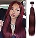 8A Peruvian Hair Virgin 99j Burgundy Straight Hair Weaves 100% HUman Hair One Bundle Peruvian Pure Color Silky Straight Hair Weft(99j 16inch)