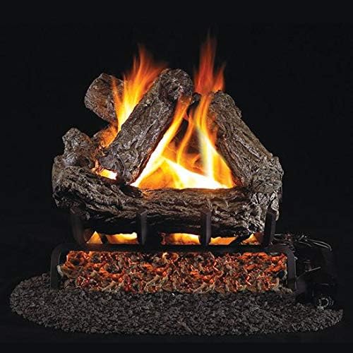 Peterson Real Fyre 16-Inch Rustic Oak Gas Log Set with Vented Propane G4 Burner - Manual Safety Pilot