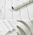 Amao Vintage White Wood Panel Pattern Contact Paper Self-adhesive Peel-stick Wallpaper17.7''x78.7''